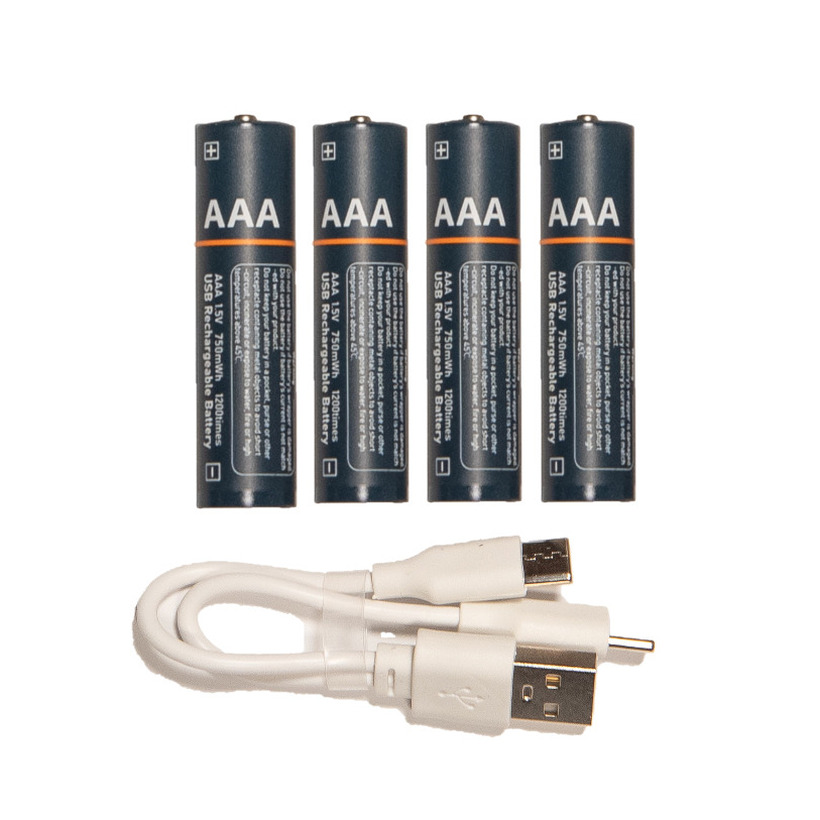 Oplaadbare batterijen AAA 4x stuks met USB kabel