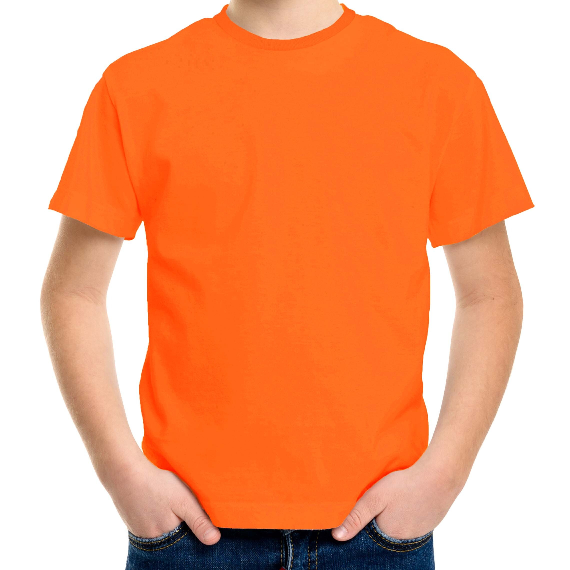 Oranje basic t-shirt met ronde hals voor kinderen-unisex van katoen