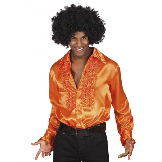 Oranje disco blouse voor heren