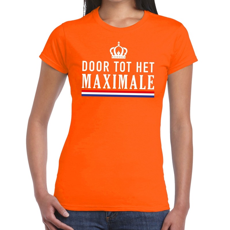 Oranje Door tot het Maximale t-shirt voor dames