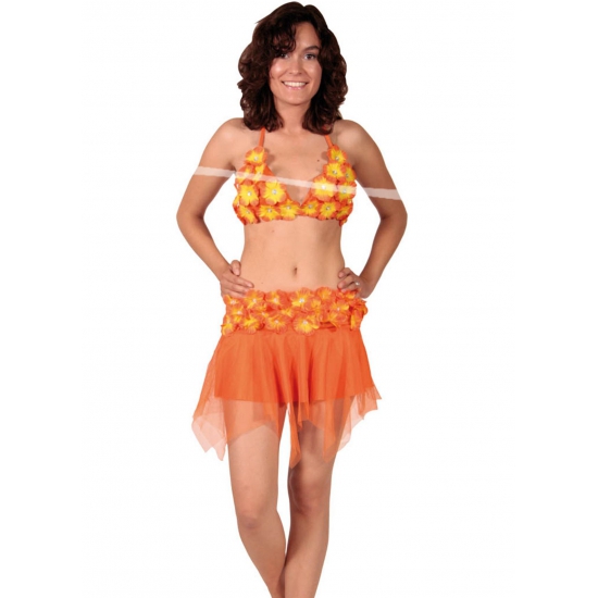 Oranje Hawaii bikini en rokje