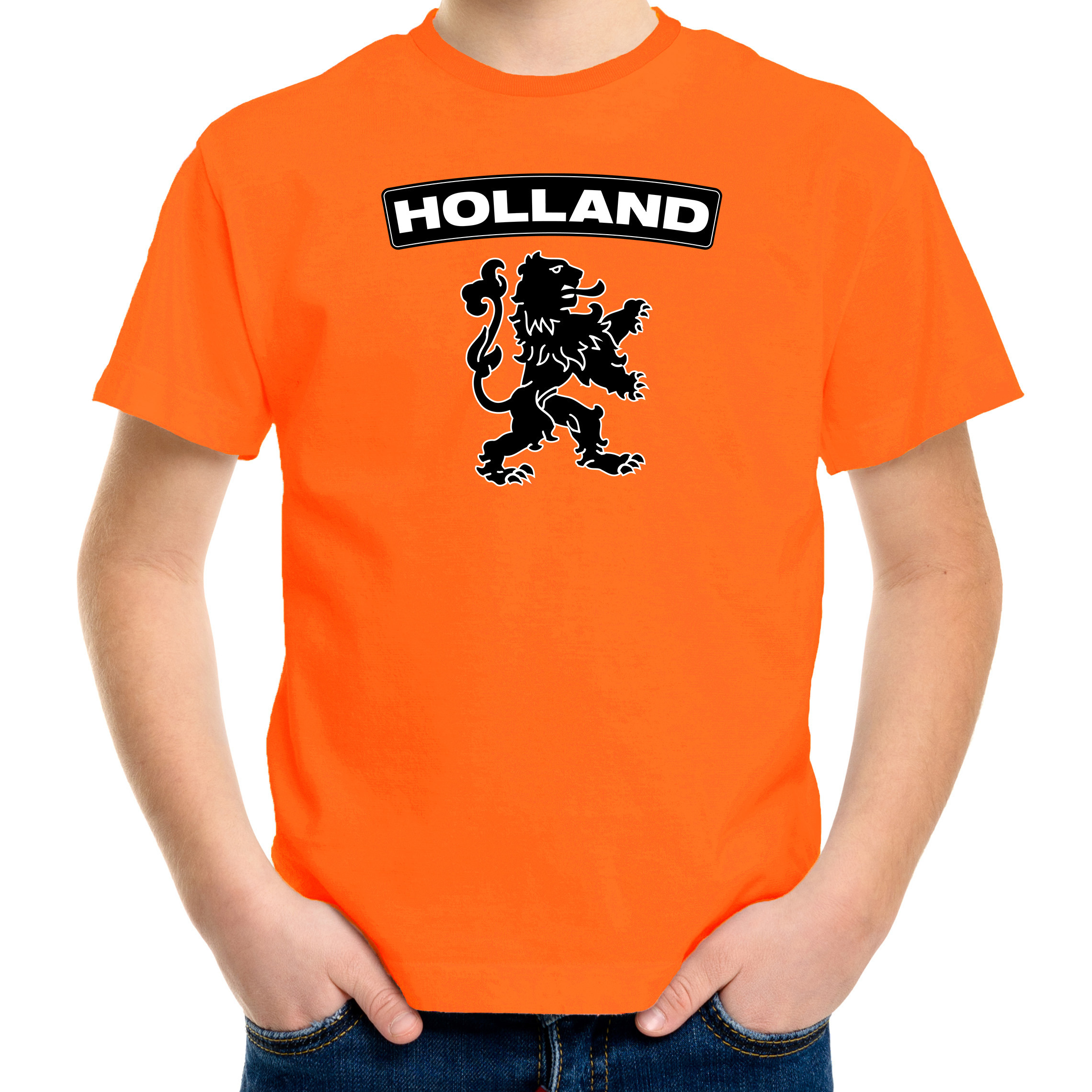Oranje Holland shirt met zwarte leeuw kinderen