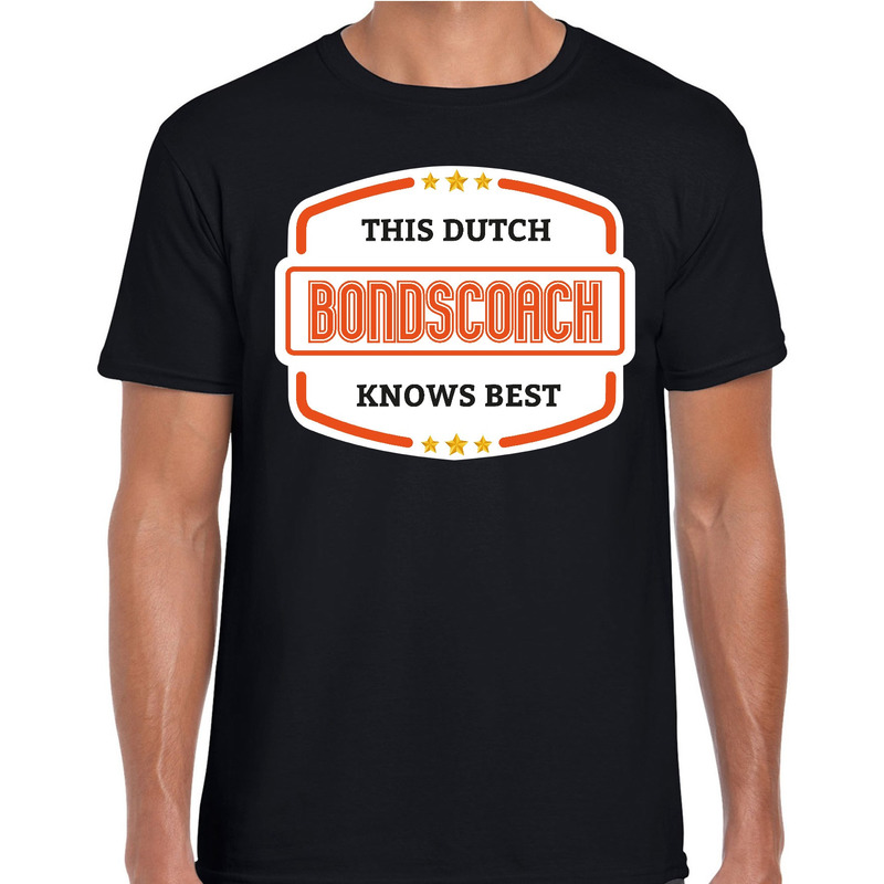 Oranje-Holland supporter bondscoach t-shirt zwart voor heren