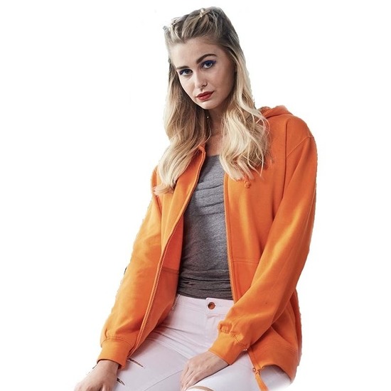 Oranje hooded vest-jasje voor dames