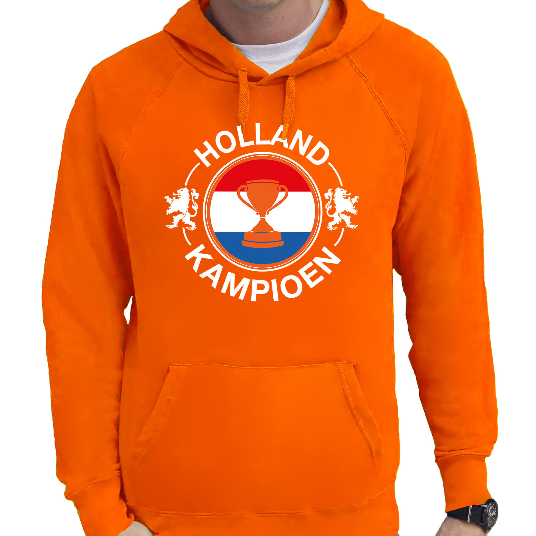 Oranje hoodie Holland-Nederland supporter Holland kampioen met beker EK- WK voor heren