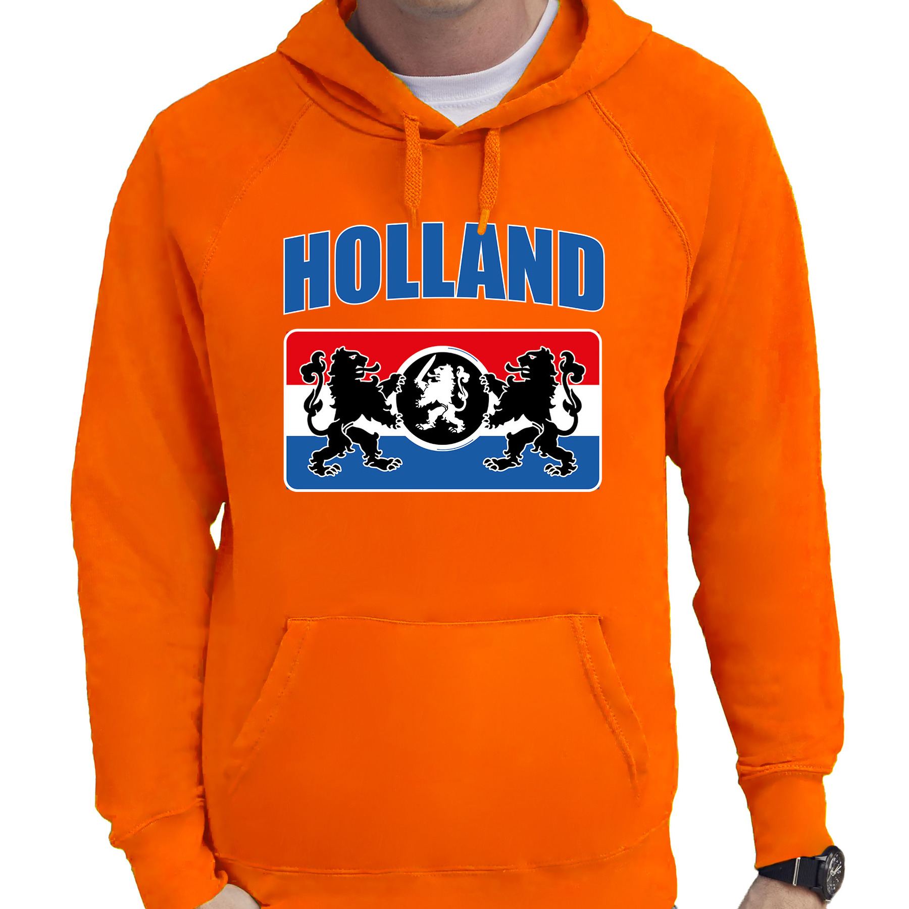 Oranje hoodie Holland-Nederland supporter Holland met een Nederlands wapen EK- WK voor heren