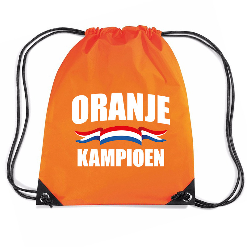 Oranje kampioen voetbal rugzakje / sporttas met rijgkoord oranje
