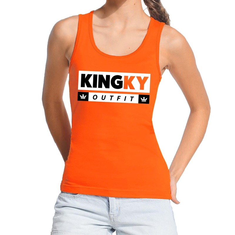Oranje Kingky outfit tanktop-mouwloos shirt voor dames