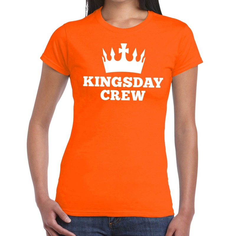 Oranje Kingsday crew t-shirt voor dames