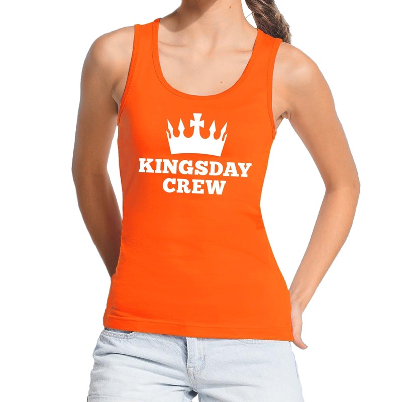 Oranje Kingsday crew tanktop-mouwloos shirt voor dames