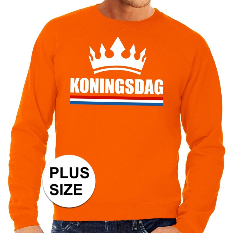 Oranje Koningsdag kroon grote maten sweater-trui heren