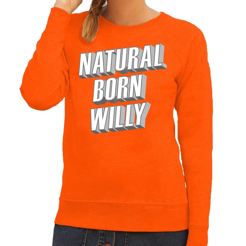Oranje Natural born Willy sweater voor dames