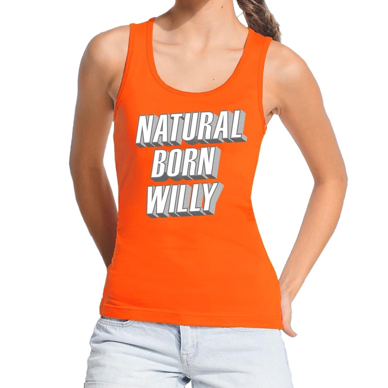 Oranje Natural born Willy tanktop-mouwloos shirt voor dames