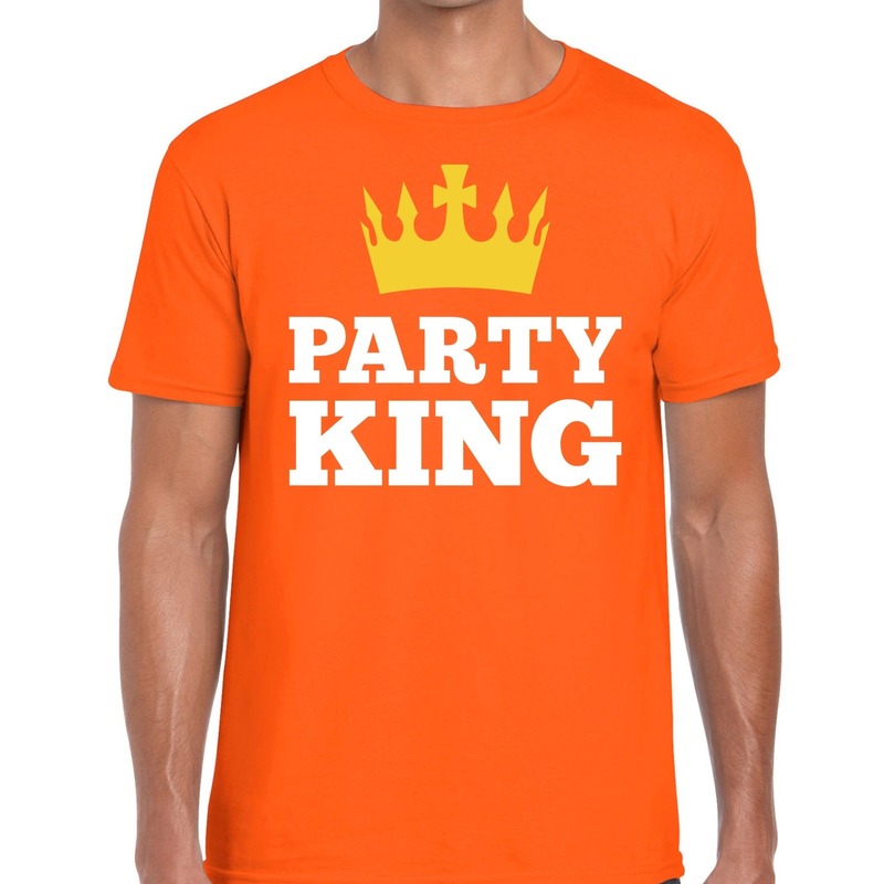 Oranje Party king t-shirt voor heren