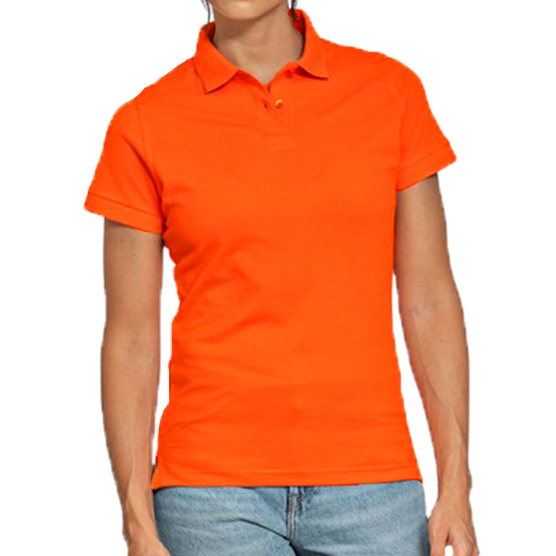Oranje poloshirt-polo t-shirt basic van katoen voor dames