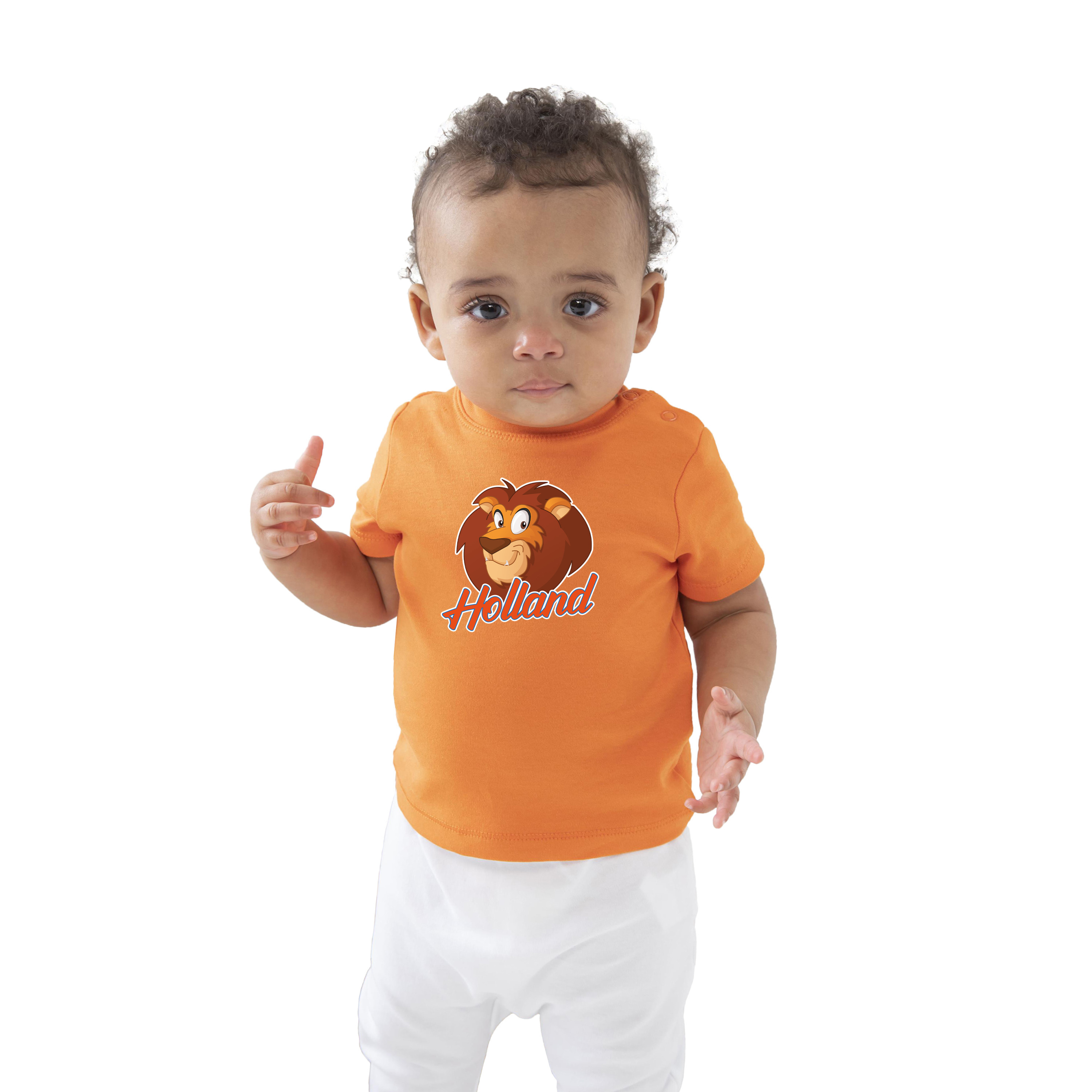 Oranje t-shirt Holland met cartoon leeuw Nederland supporter voor baby-peuters