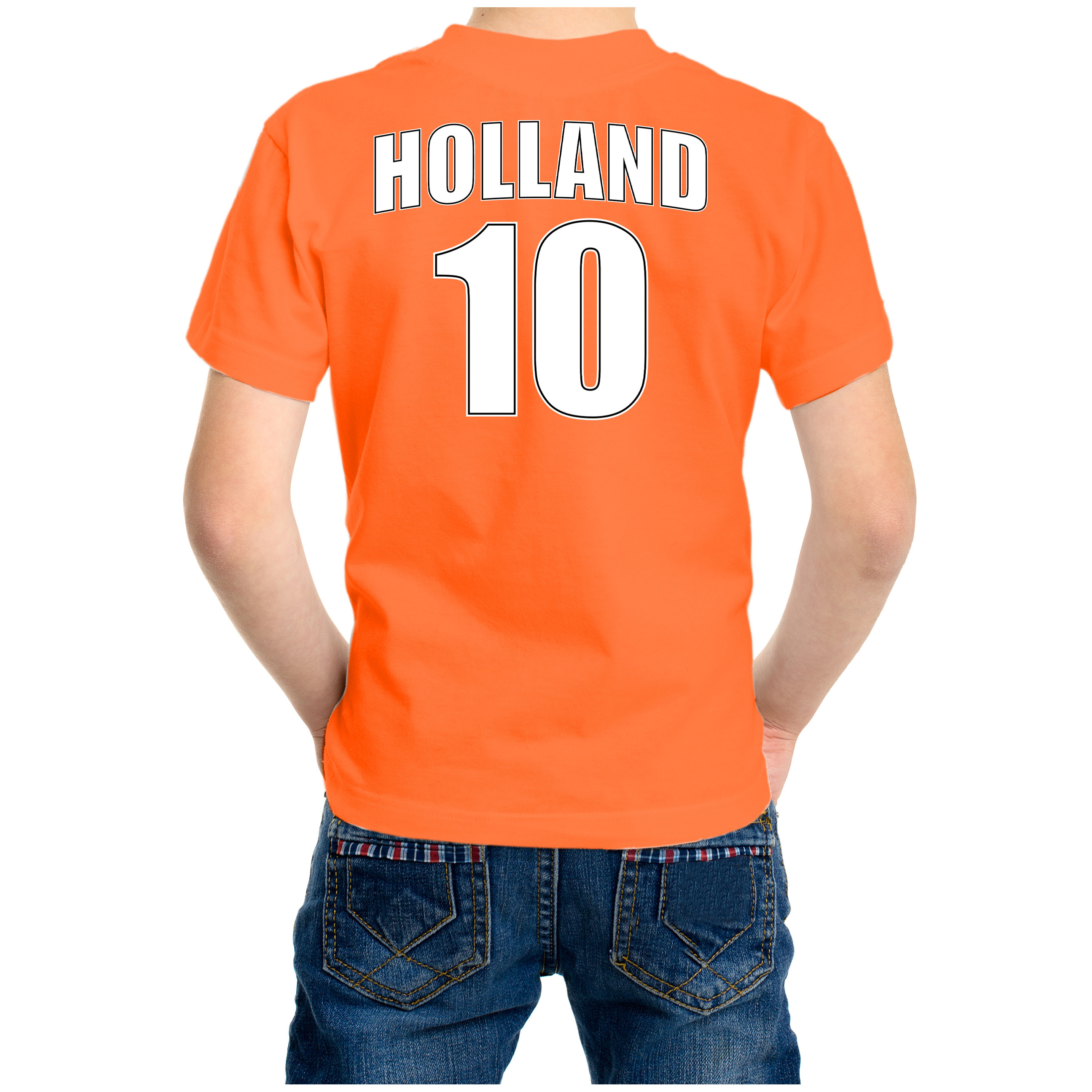 Oranje t-shirt met rugnummer 10 Holland-Nederland fan shirt voor kinderen