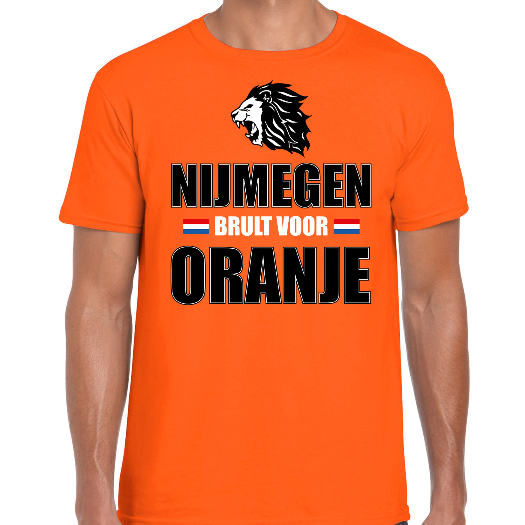 Oranje t-shirt Nijmegen brult voor oranje heren Holland-Nederland supporter shirt EK- WK