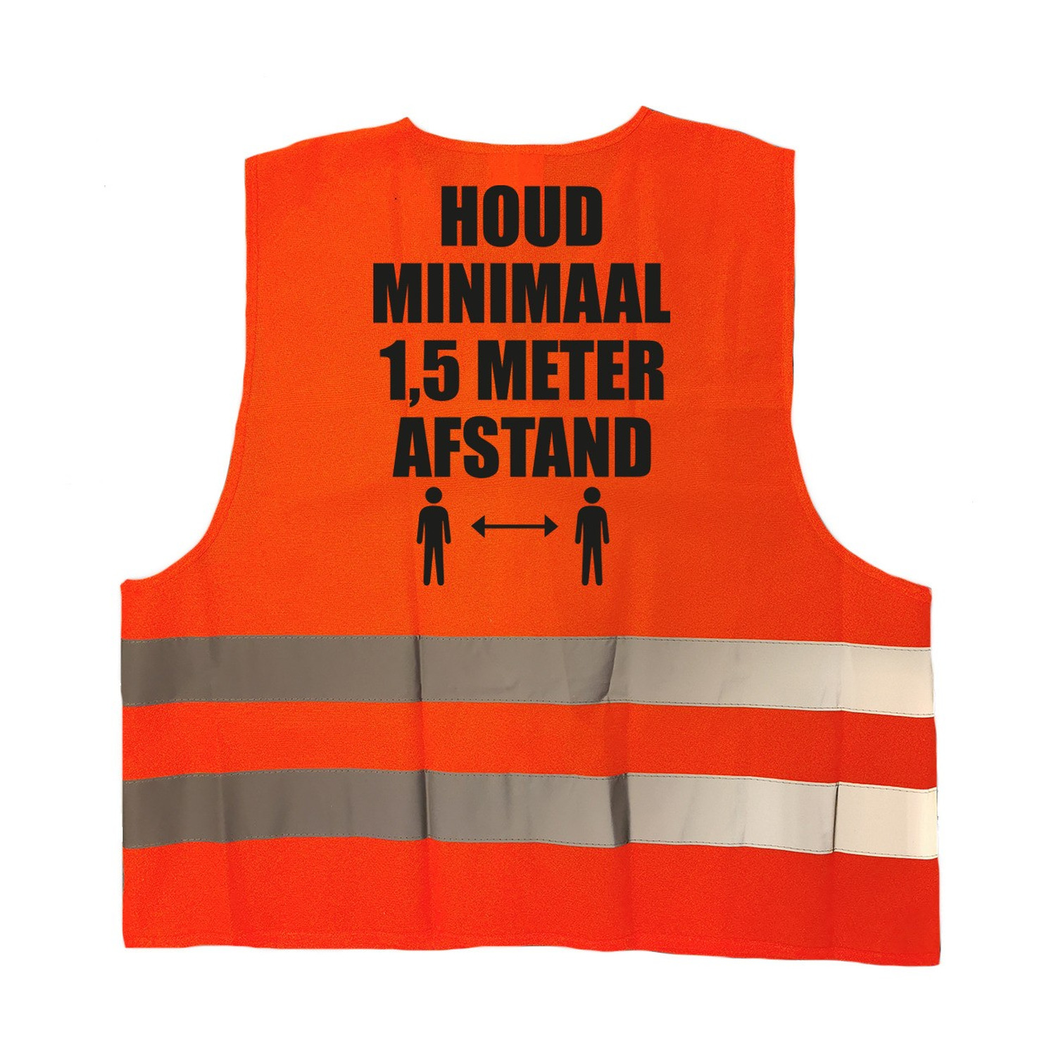 Oranje veiligheidshesje 1,5 meter afstand pictogram werkkleding voor volwassenen