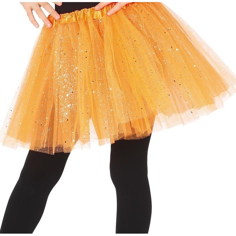 Oranje verkleed petticoat voor meisjes 31 cm