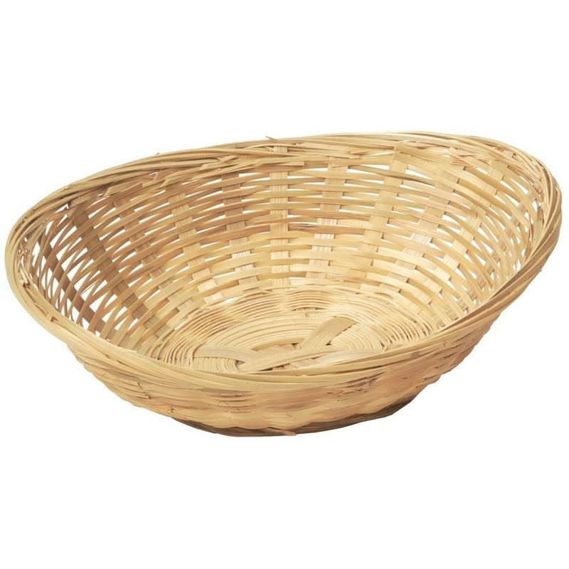 Ovale rieten-bamboe mand-schaal 22 x 17 x 7 cm