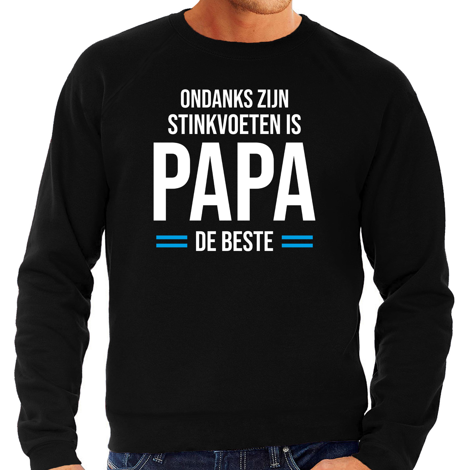 Papa de beste sweater-trui zwart voor heren vaderdag cadeau truien papa