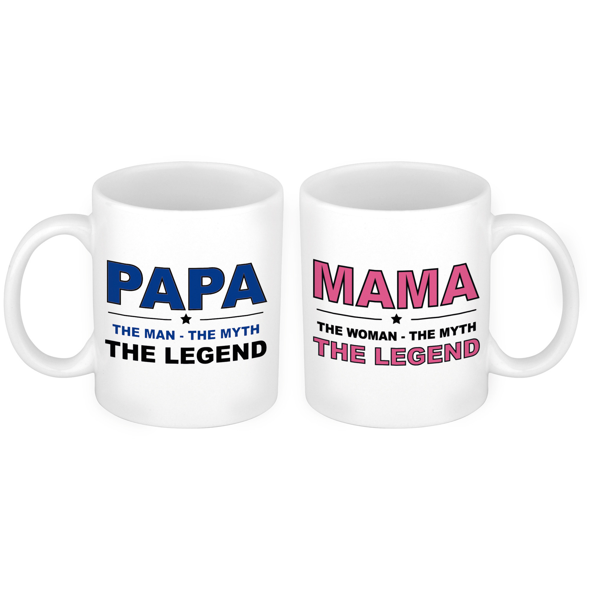 Papa en mama the legend mok Cadeau beker set voor Papa en Mama