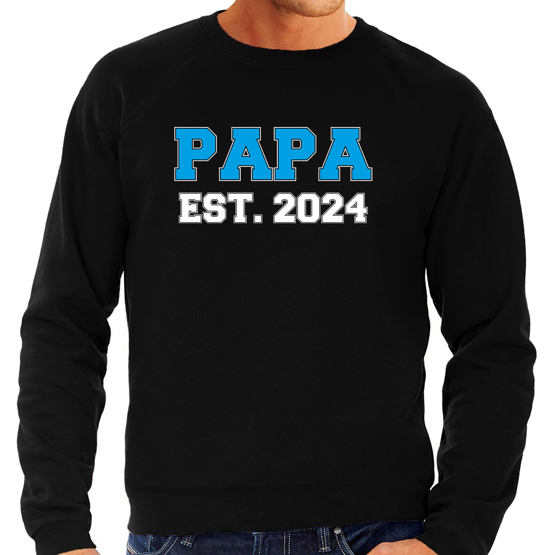Papa est 2024 sweater-trui zwart voor heren Aanstaande vader- papa cadeau