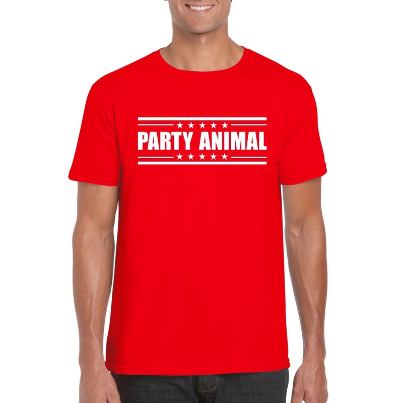 Party animal t-shirt rood heren