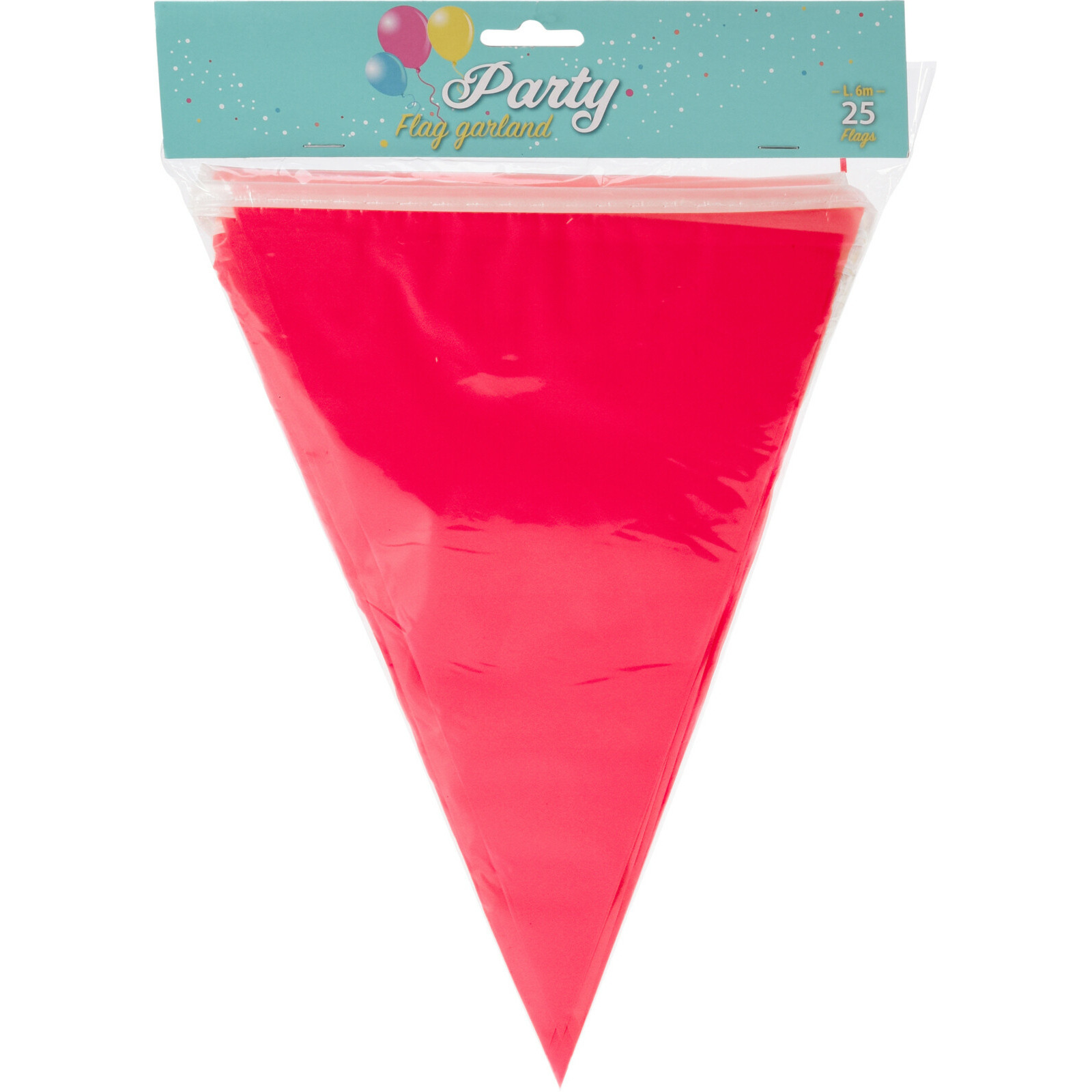 Party Vlaggenlijn binnen-buiten plastic rood 600 cm 25 vlaggetjes