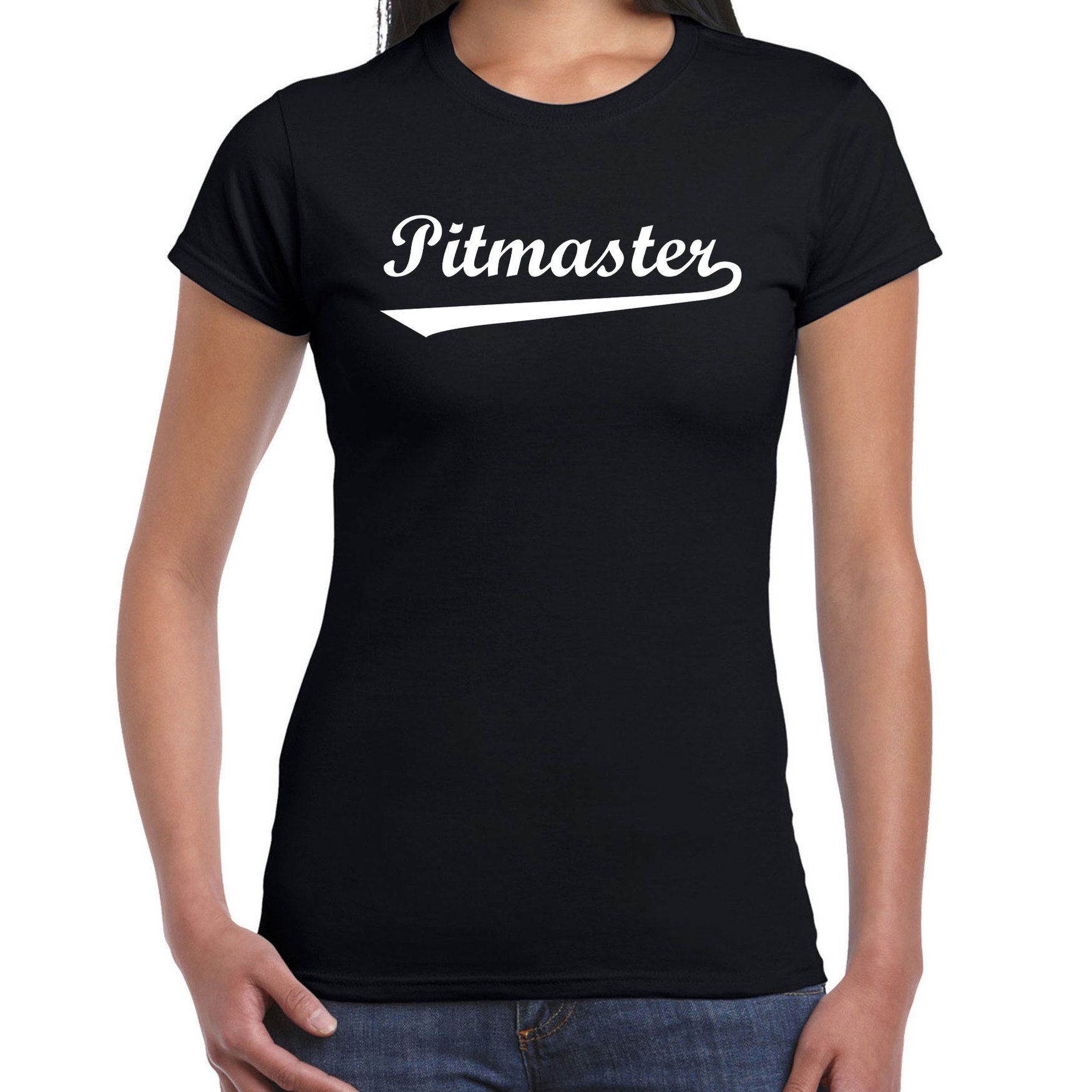 Pitmaster bbq-barbecue cadeau t-shirt zwart voor dames