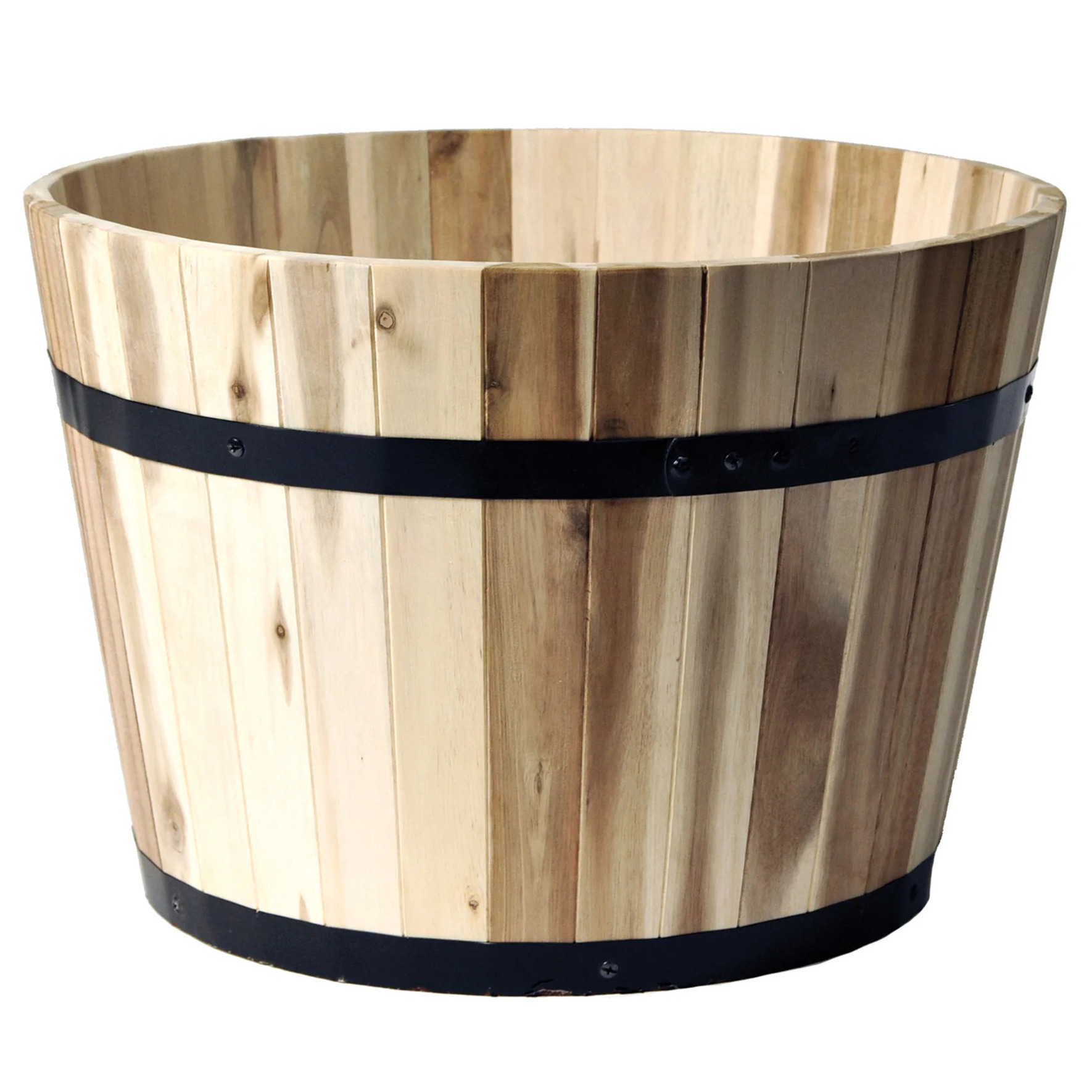 Plantenbak-bloempot Half Barrel acacia hout D55 x H38 cm