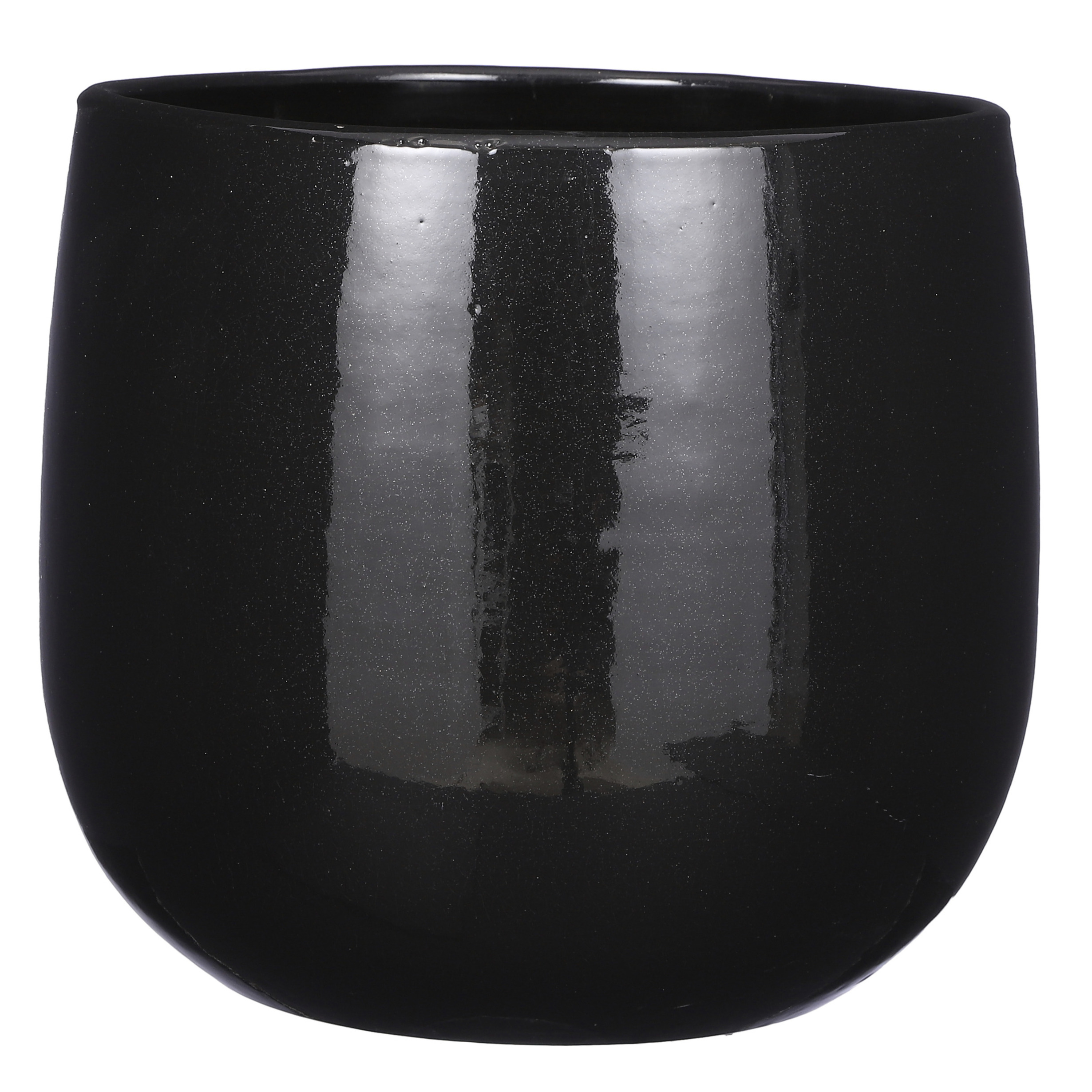 Plantenpot-bloempot keramiek zwart speels licht gevlekt patroon D29-H25 cm