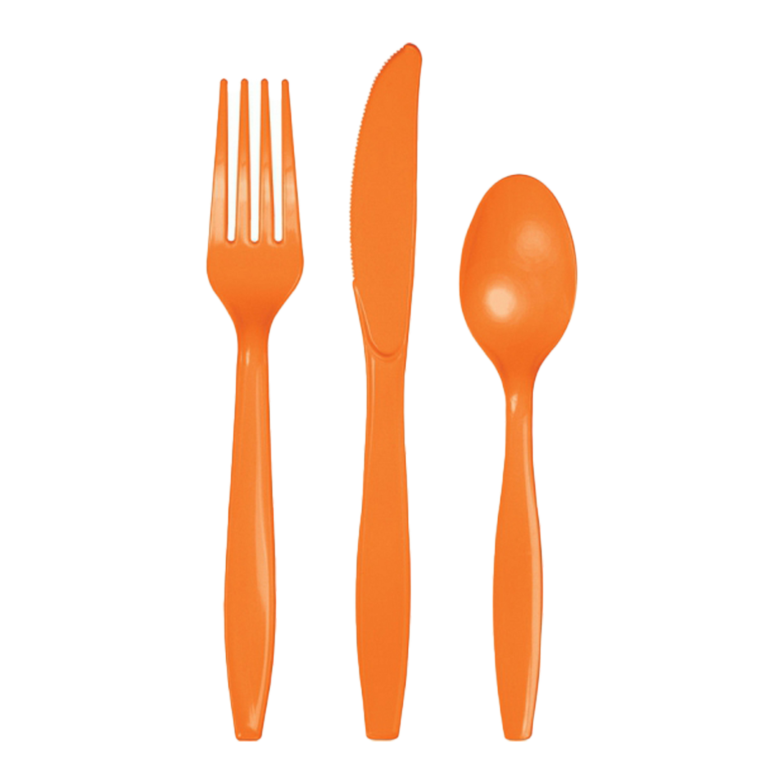 Plastic bestek set oranje thema 48-delig vork-mes-lepel