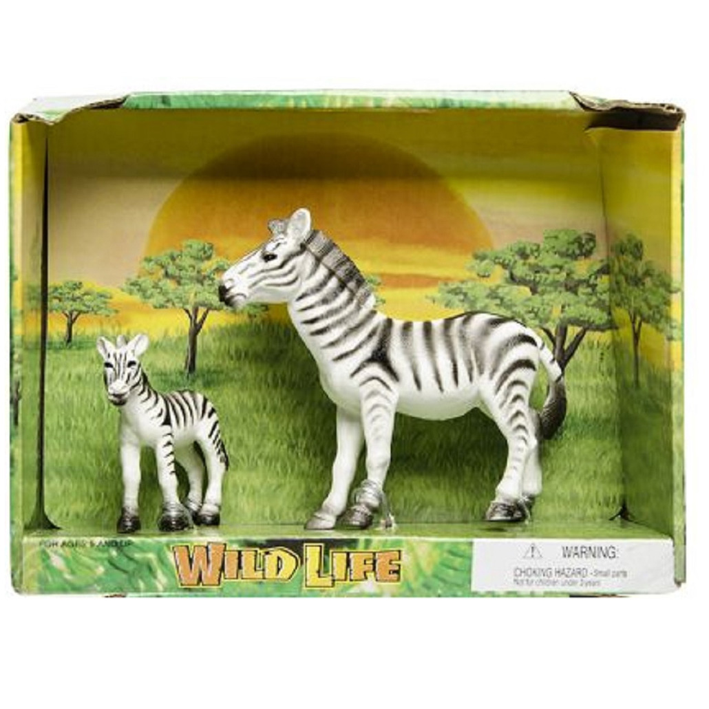 Plastic safari-wilde dieren zebra met veulen