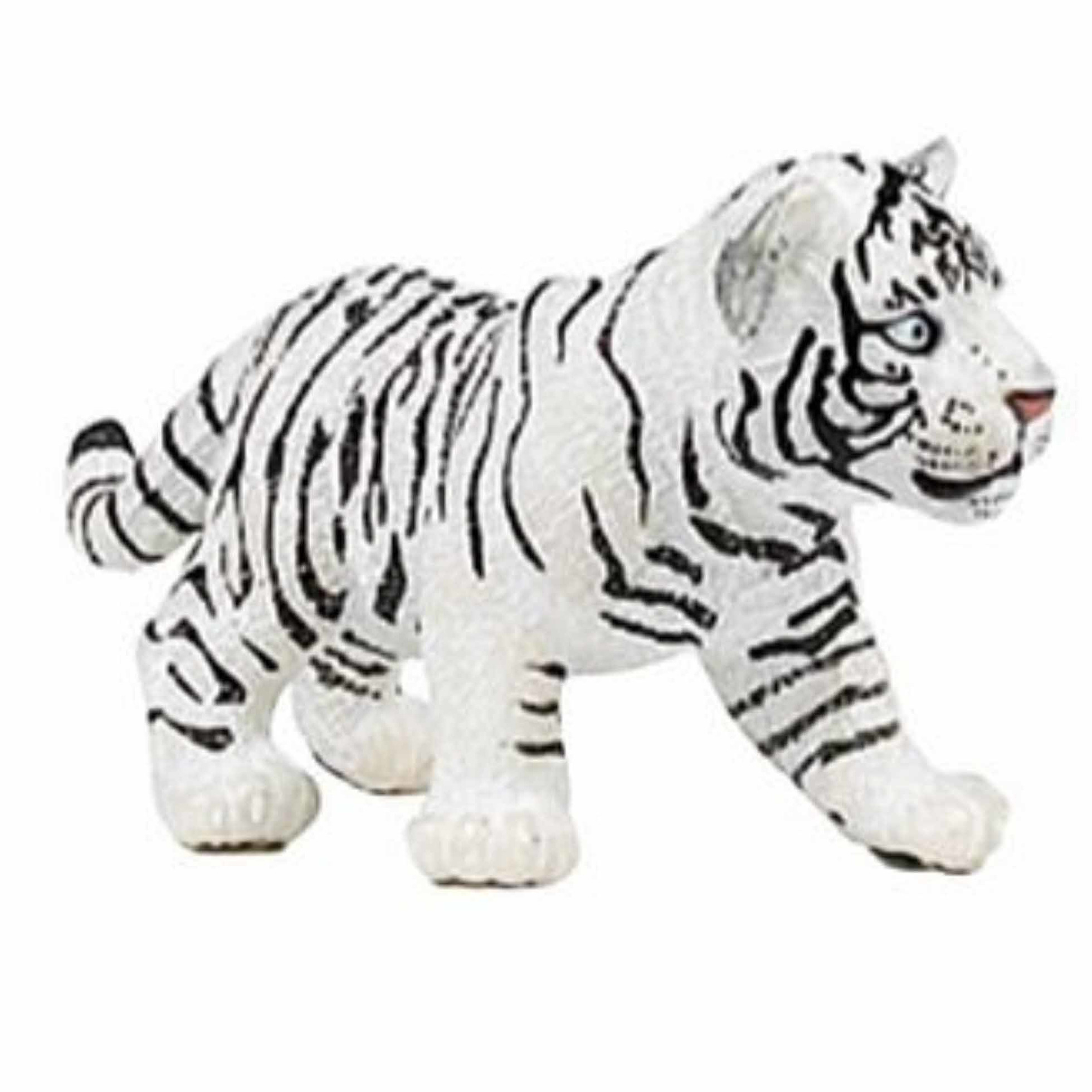 Plastic speelgoed dieren figuur witte tijger welpje 7 cm