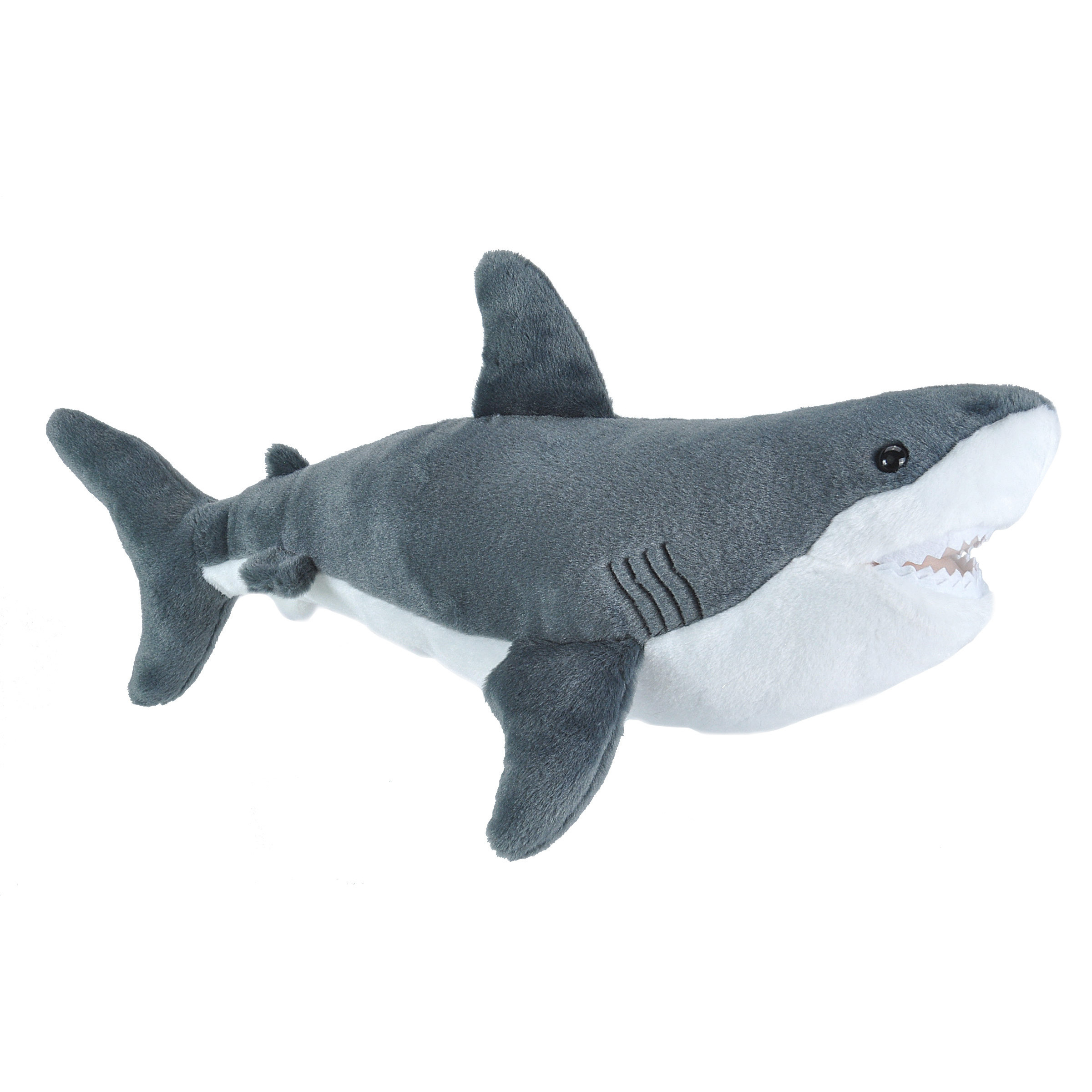 Pluche dieren knuffels witte haai van 30 cm