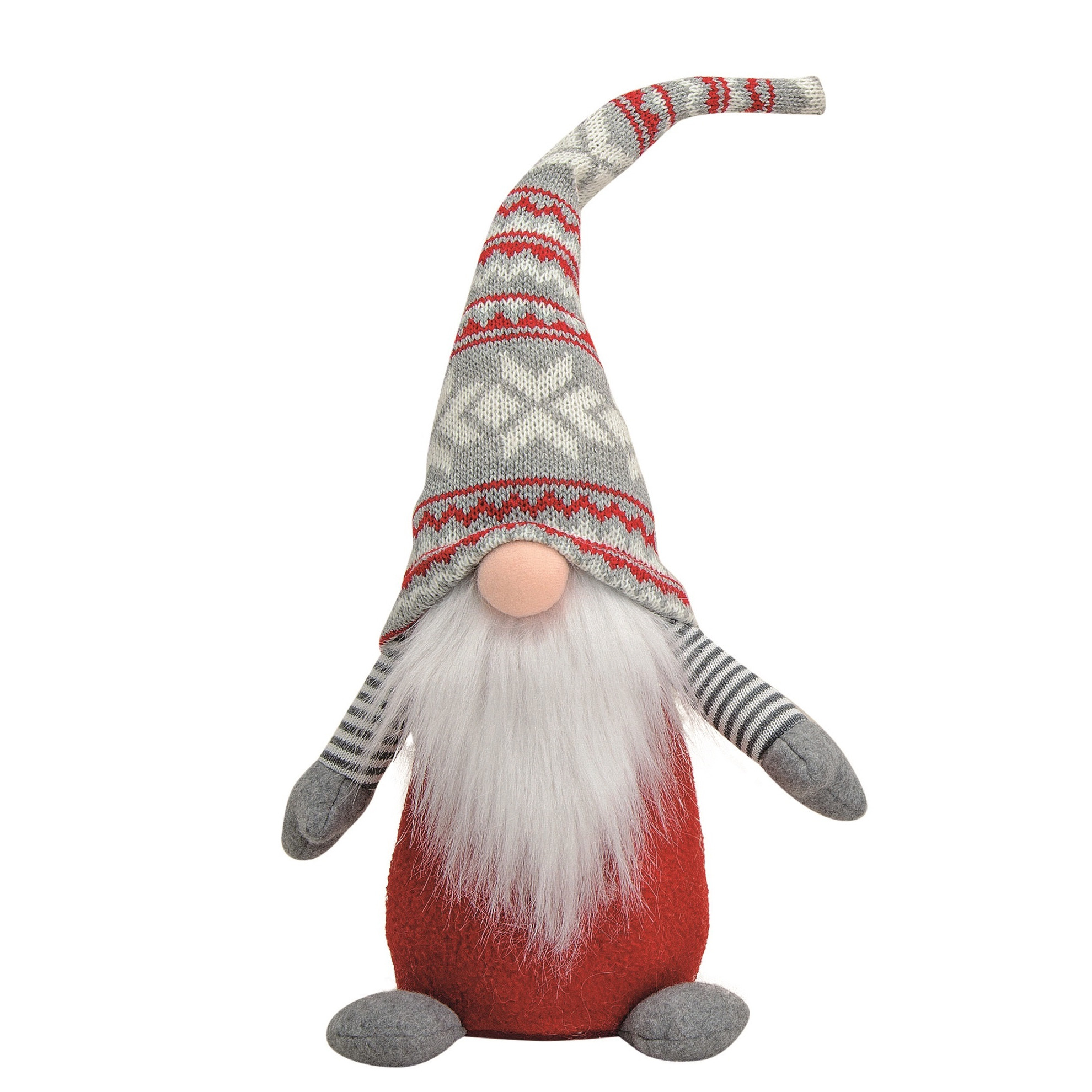 Pluche gnome-dwerg decoratie pop-knuffel rood-grijs mannetje 45 cm
