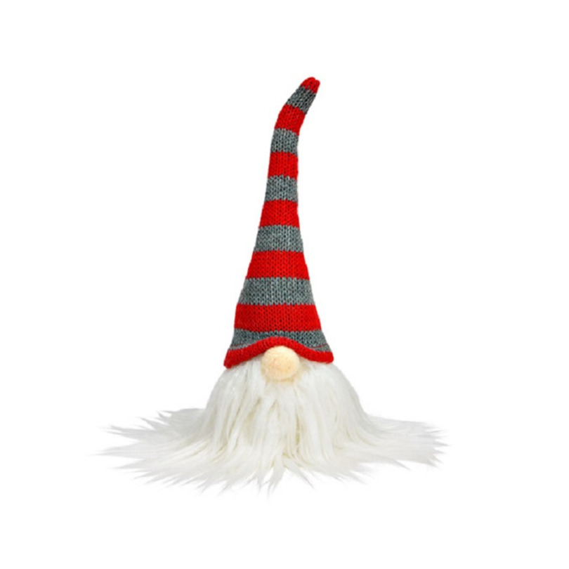Pluche gnome-dwerg decoratie pop-knuffel wit-rood-grijs 24 cm