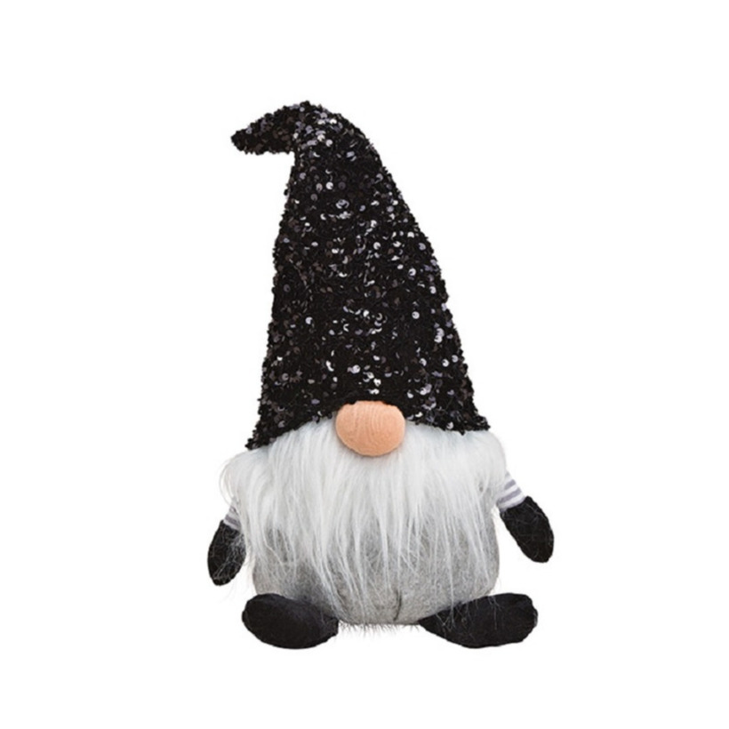 Pluche gnome-dwerg decoratie pop-knuffel zwart 17 x 24 x 48