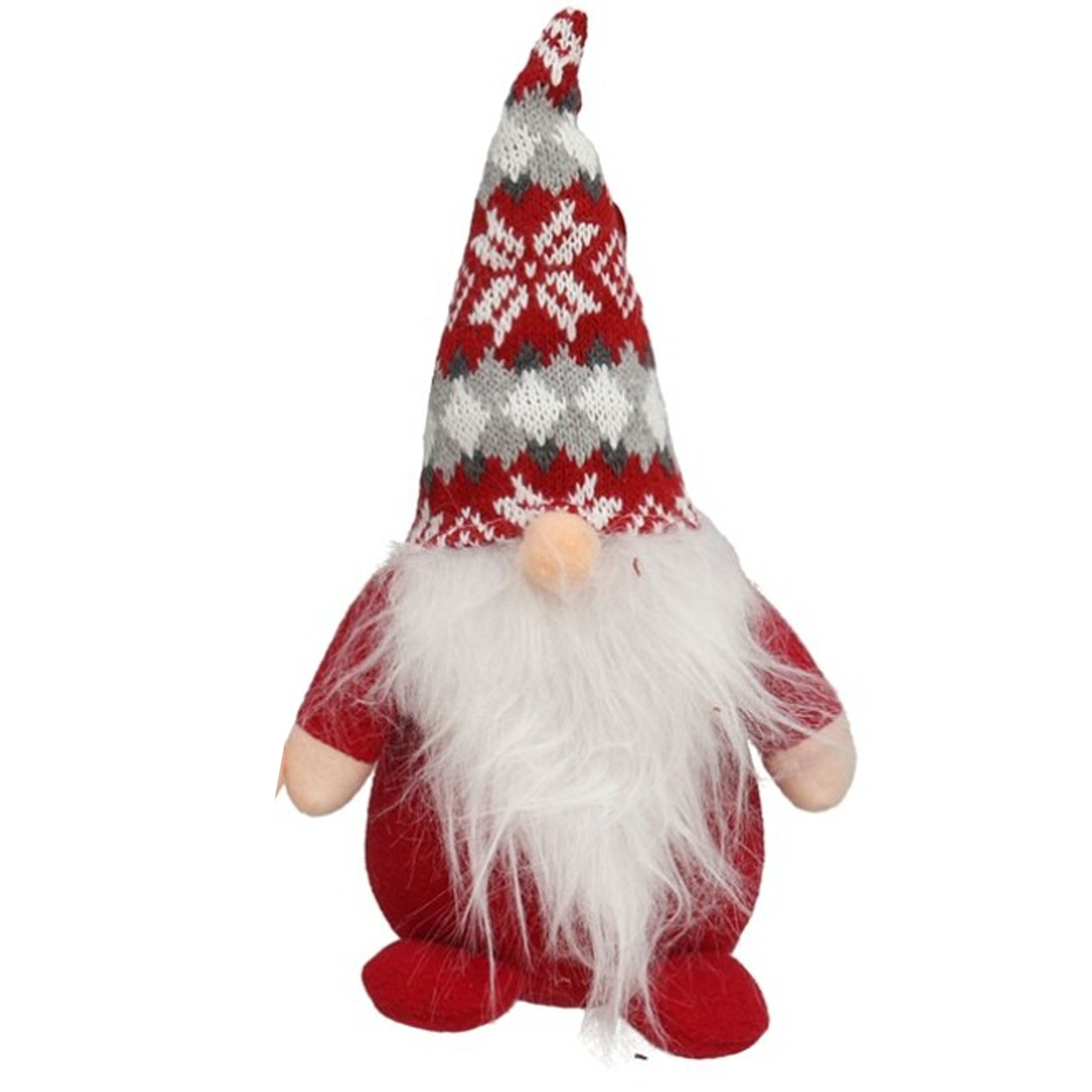 Pluche gnome-dwerg-kabouter decoratie pop-knuffel kleding rood en muts 26 x 11 cm