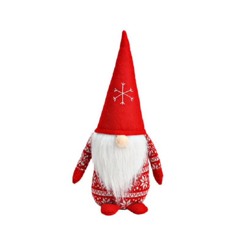 Pluche gnome-dwerg kerstman pop-knuffel rood 16 x 20 x 40 cm