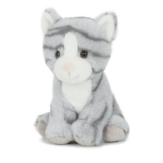 Pluche grijze speelgoed poes-kat dierenknuffel 18 cm