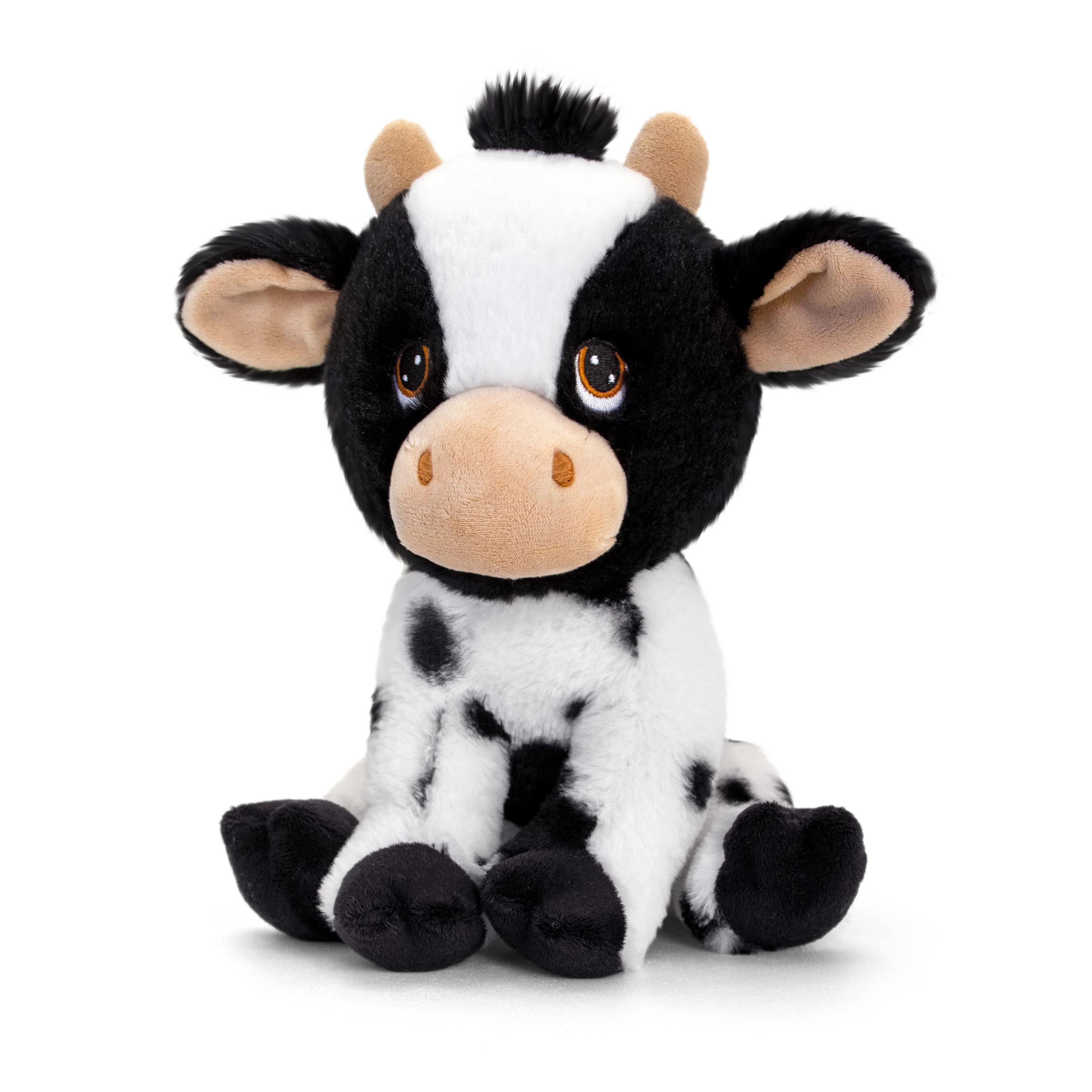 Pluche knuffel dier zwart-witte koe 25 cm