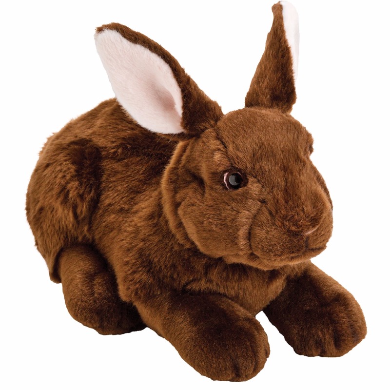 Pluche knuffel konijn-haas donkerbruin 35 cm