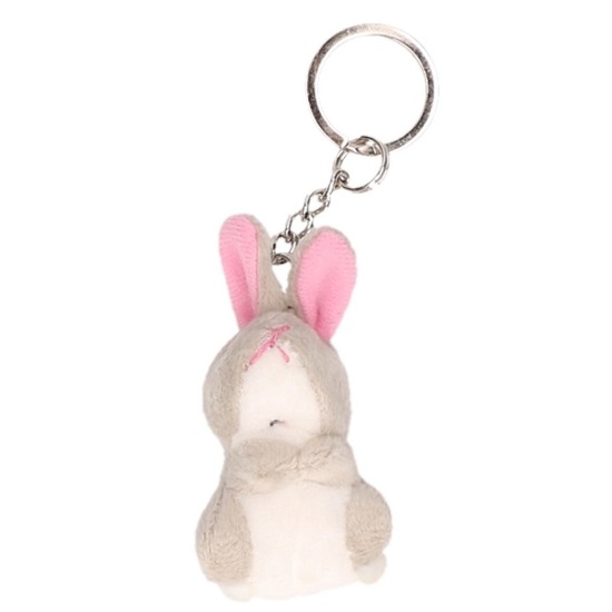 Pluche konijn-haas knuffel sleutelhanger 6 cm
