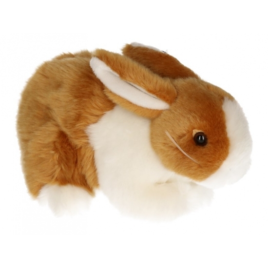 Pluche konijn knuffeldier bruin-wit 20 cm