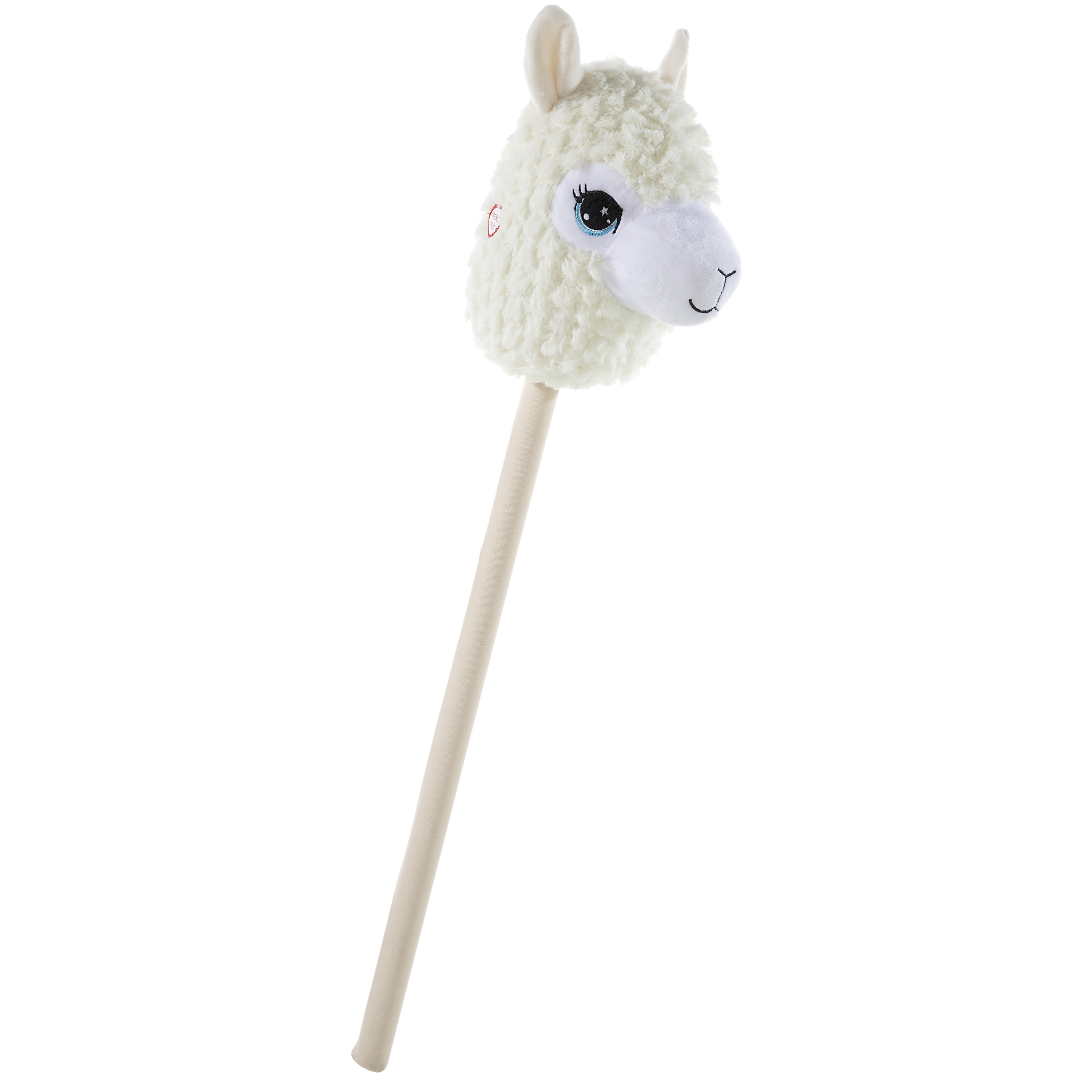 Pluche lama-alpaca stokpaardje creme 74 cm