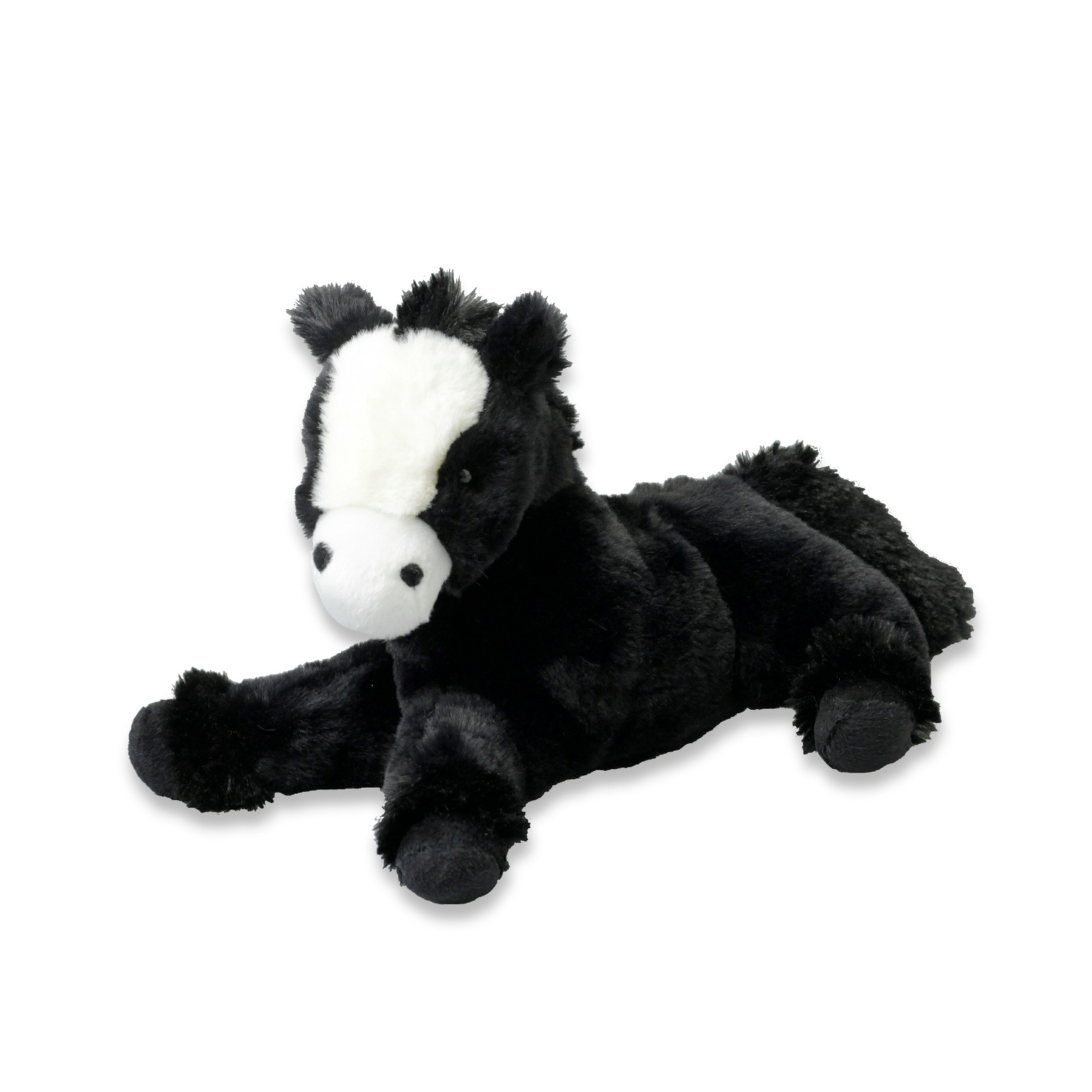 Pluche paard knuffel liggend zwart polyester 30 cm