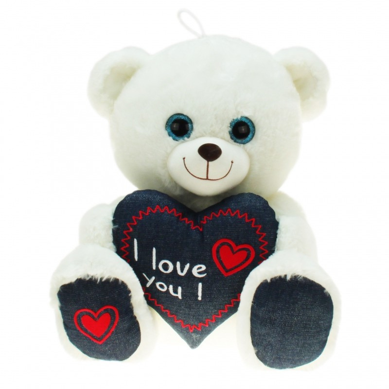 Pluche witte beer-beren knuffel i love you 25 cm speelgoed